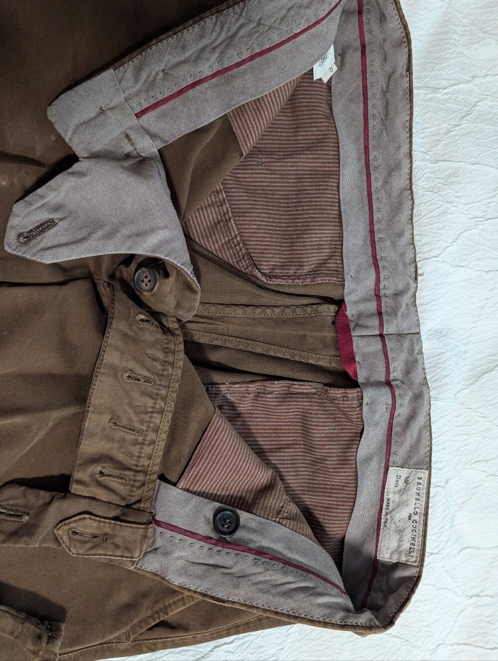 Brunello Cuccinelli Men’s European Size 50 (US 34W) Brown Cotton Slacks